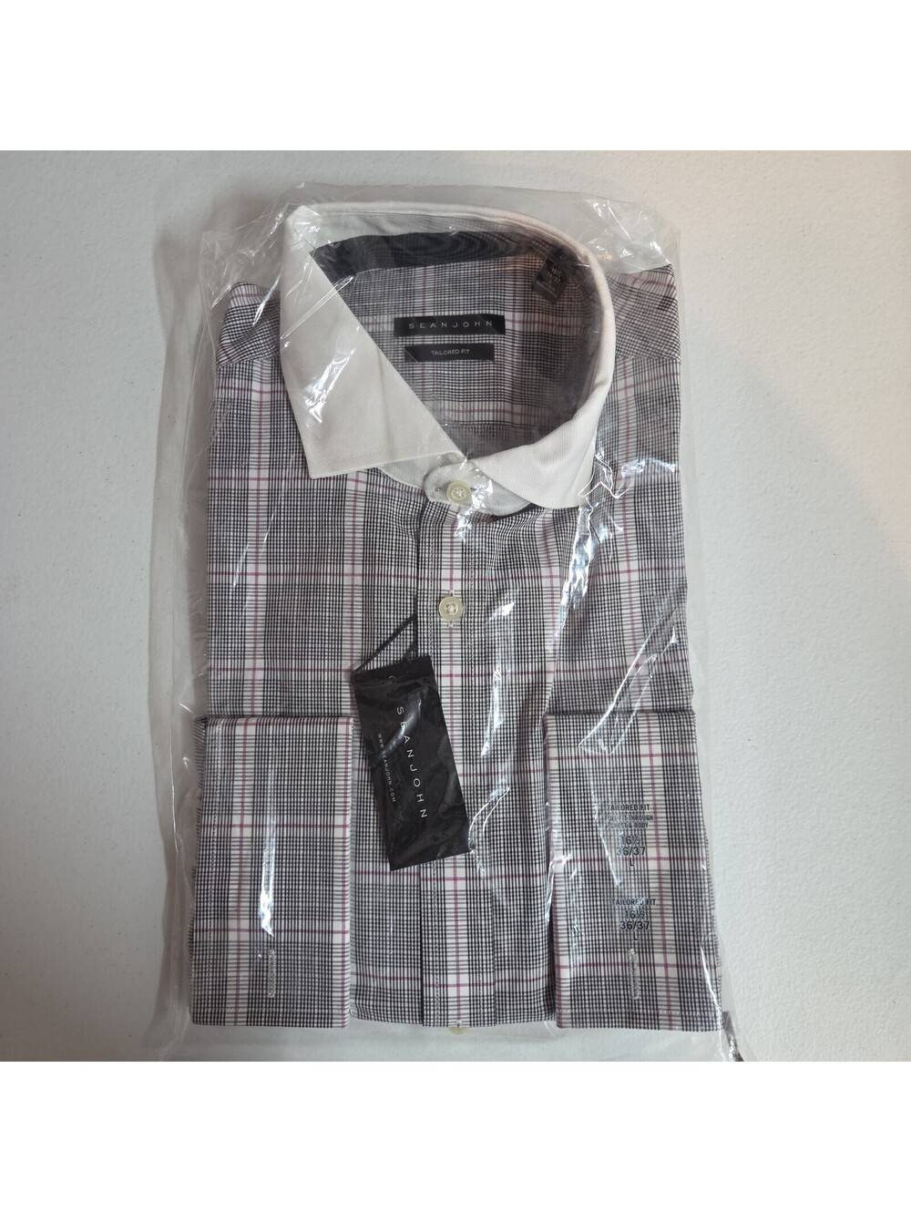 men's plaid dress shirt by Sean John size L 16.5 36/37